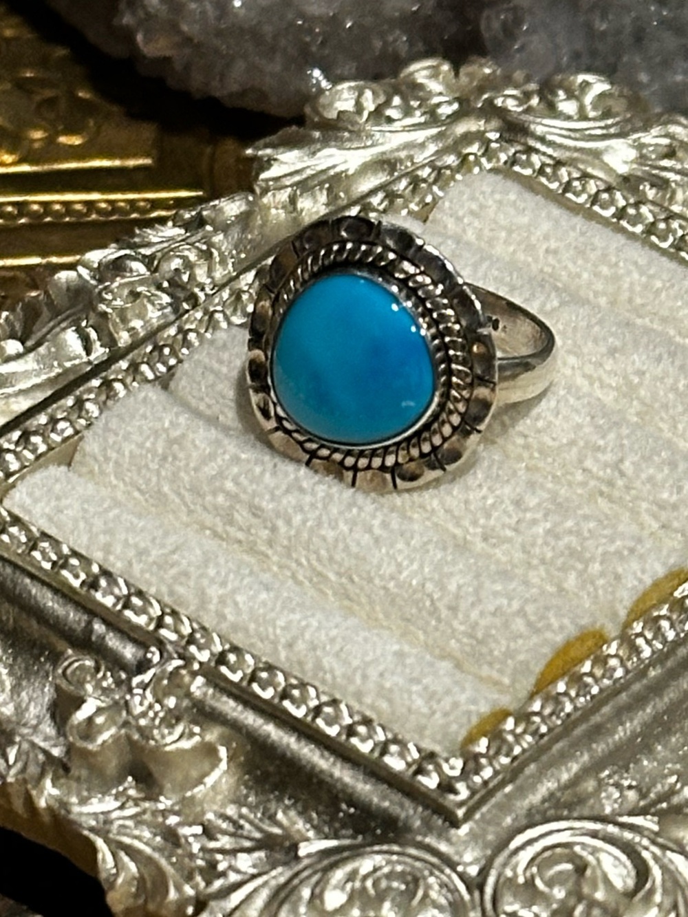 Sleeping Beauty Turquoise Sterling Silver Ring Size 6.5